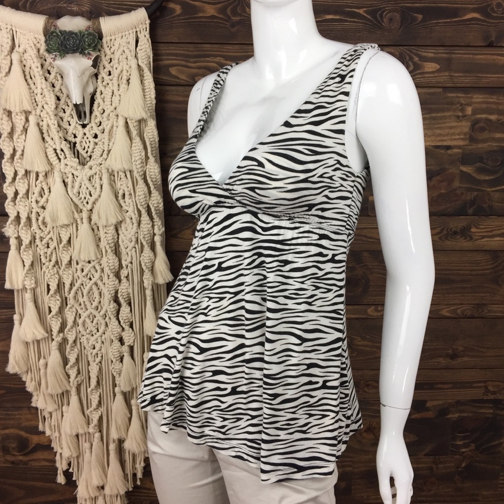 Lemon Tart | Low V Back Babydoll Tank Zebra Print - Picture 2 of 6